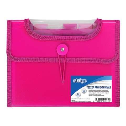 Teczka z przegródkami A5 kolor: różowa Strigo (SF040)