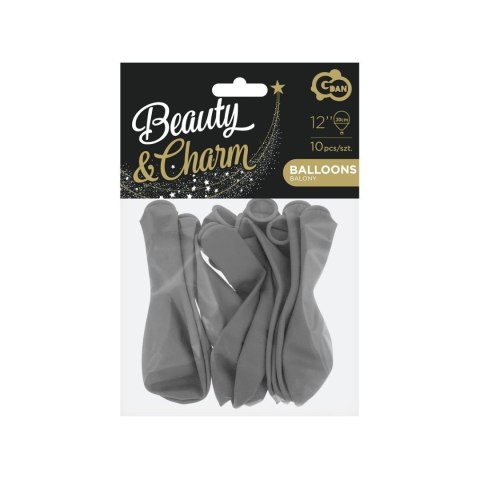 Balon gumowy Beauty&Charm, pastelowe 10 szt. szary 300mm 12cal Godan (CB-1PSZ)