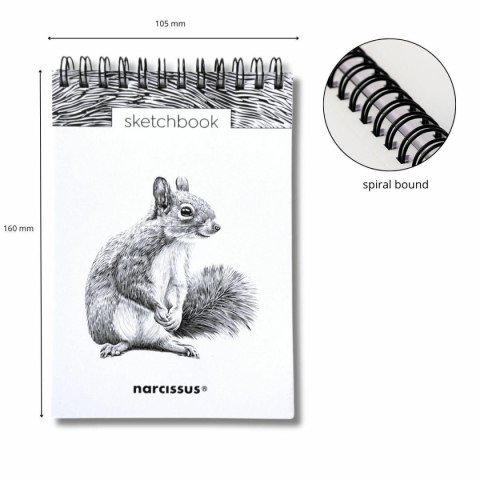Blok artystyczny szkicownik wiewiórka A6 120g 60k Narcissus