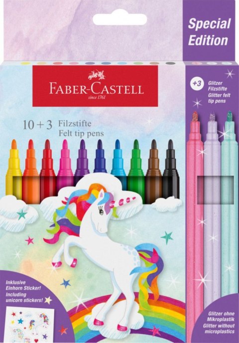 Flamaster Jednorożec + naklejki 10+3 kol. Faber Castell (554213 FC)