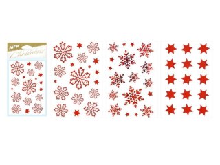 Naklejki świąteczne śnieżynki czerwone świąteczne (8882326)