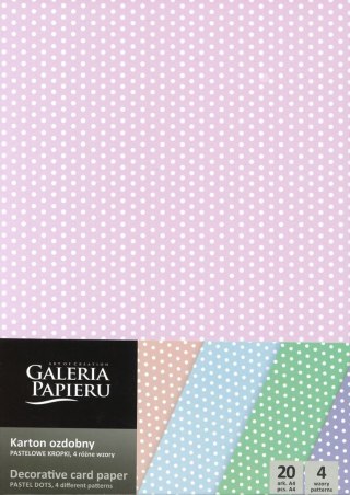 Papier ozdobny (wizytówkowy) mix pastelowe kropki A4 mix 200g Galeria Papieru (208929)