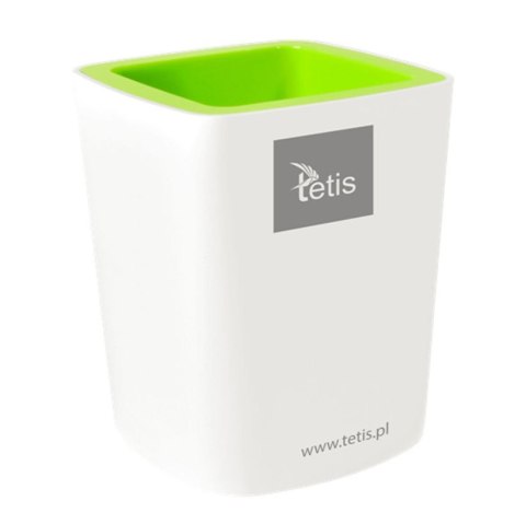 Przybornik na biurko zielony biały plastik Tetis (BV405 Z)