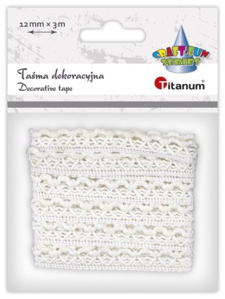 Wstążka Craft-Fun Series Koronka 12x3 [mm x m] biała Titanum (24BR0201)