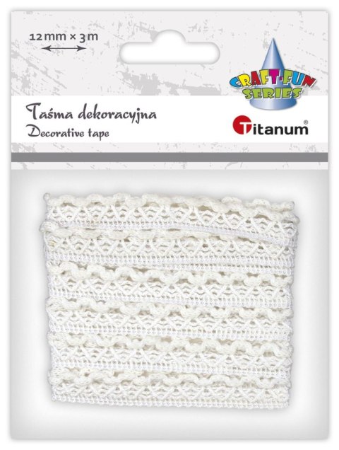 Wstążka Craft-Fun Series Koronka 12x3 [mm x m] biała Titanum (24BR0201)