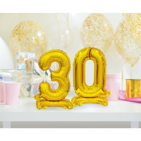Balon foliowy cyfra 0 stojąca 38cm, złota Godan (BC-AZT0)