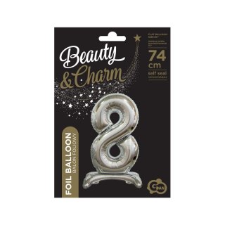 Balon gumowy Beauty&Charm cyfra stojąca srebrna srebrna 750mm 30cal Godan (BC-ASS8)