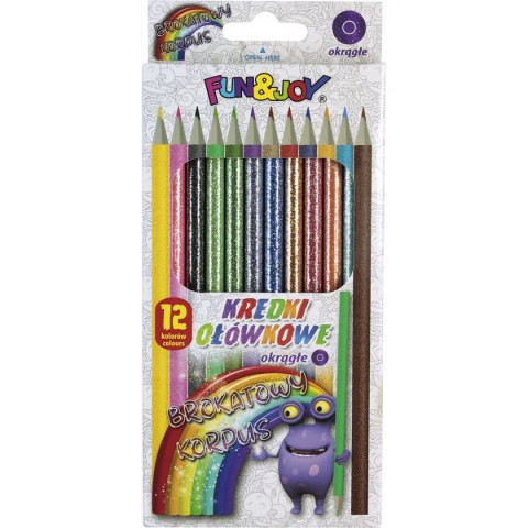Kredki ołówkowe BROKATOWE okrągłe 12 kol. 12 kol. Fun&Joy