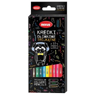 Kredki ołówkowe Rexus Teens trójkątne 12 kol. Rexus