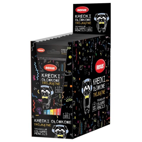 Kredki ołówkowe Rexus Teens trójkątne 12 kol. Rexus