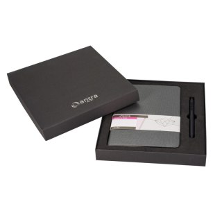 Notes (notatnik) Szary czarnym pudełku A5 192k. linia Antra (+ długopis)