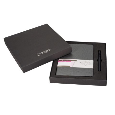 Notes (notatnik) Szary czarnym pudełku A5 192k. linia Antra (+ długopis)