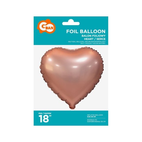 Balon foliowy serca 18 matowe, różowo-złote 18cal Godan (BS-HMRZ)