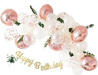 Balon gumowy zestaw balonów 36 elementów girlanda różowo biała mix Antella