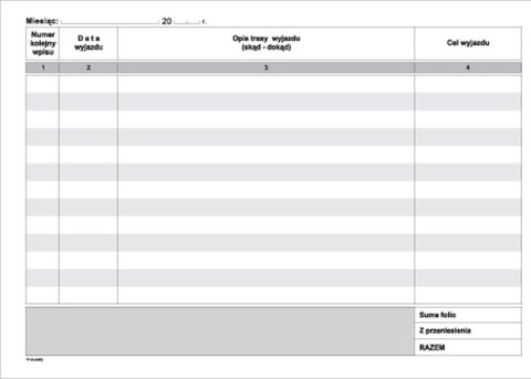 Druk offsetowy Ewidencja przebiegu pojazdów (bez kosztów) A5 A5 32k. Michalczyk i Prokop (K17)
