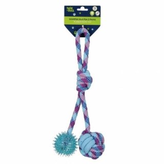 Gadżet Zabawka dla psa Szarpak 34 cm z piłką 2 stronny niebieski Trik Roll (560703)