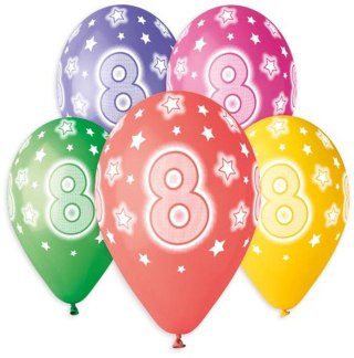 Balon gumowy Premium Hel z nadrukiem 8, 13 cali/5 sztuk mix 330mm 13cal Godan (GS120/8)