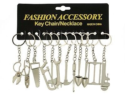 Brelok narzędzia metalowe dł.7cm + zawieszka, karta 12szt Adar (531161)