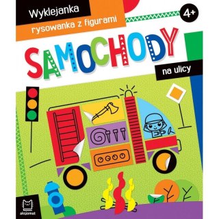 Książeczka edukacyjna Samochody na ulicy. Wyklejanka, rysowanka z figurami 4+ Aksjomat