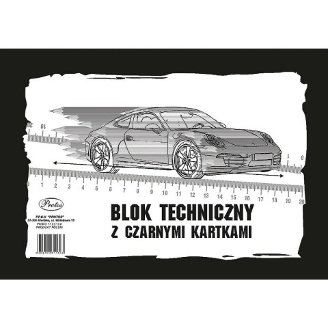 Blok techniczny z czarnymi kartkami A4 CZARNY 10k Protos