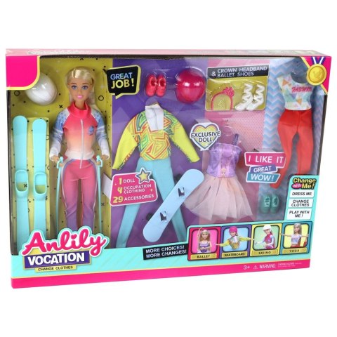 Lalka Anlily 4 Sporty Narty Snowboard Joga Balet Akcesoria Lean (16186)