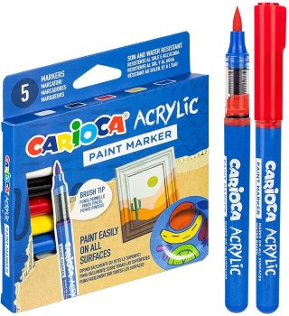 Marker specjalistyczny akrylowy z pędzelkiem 5 kol. Carioca (160-2549)