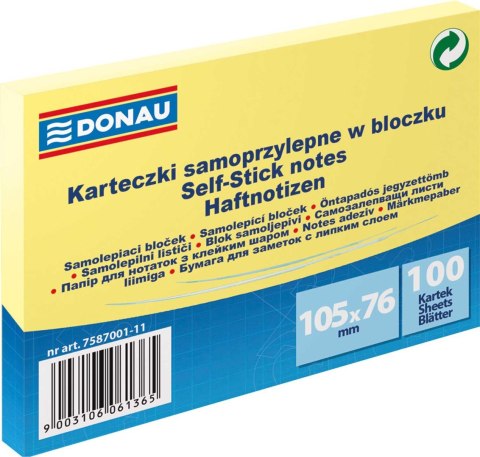 Notes samoprzylepny (karteczki) żółty jasny 100k [mm:] 105x76 Donau (7587001-11)