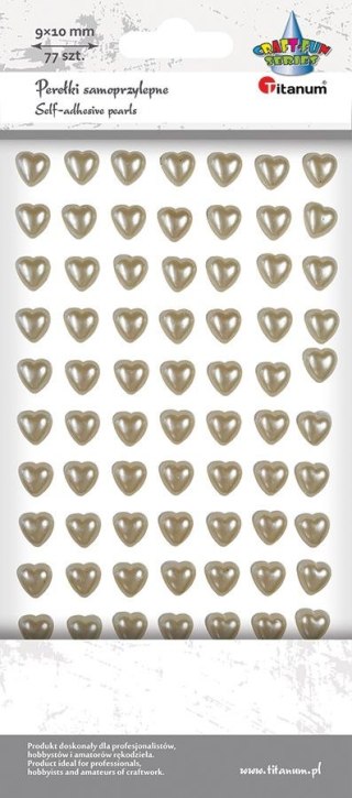 Perełki Craft-Fun Series samoprzylepne perełki serca białe Titanum