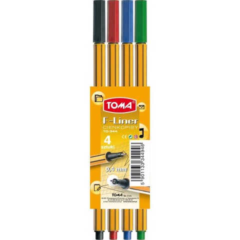 Cienkopis wkład mix 0,4mm 4kol. Toma