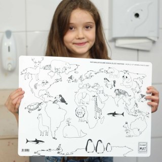 Podkład na biurko FUNNY MAT white MAPA ŚWIATA ZWIERZETA sfu1106 biały polipropylen PP [mm:] 335x480 Strigo (8681379311069)