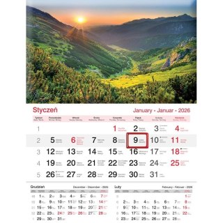 Kalendarz ścienny JEDNODZIELNY 2025 GÓRY A4 Lucrum (KJ03)