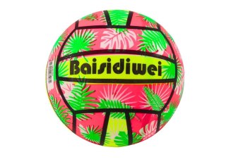 Piłka miękka gumowa Jaskrawa Liście Różowo Zielona Lean (20363)