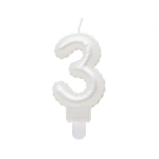 Świeczka urodzinowa cyferka 3, perłowa biała, 7 cm Godan (SF-PBI3)