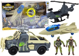 Zestaw wojskowy Militarny Wojskowy Wóz Bojowy Myśliwiec Żołnierze Akcesoria Dźwięki Lean (18949)