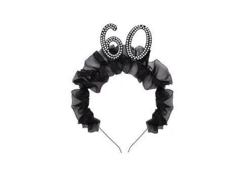 Opaska 60 z falbanką i perełkami Partydeco (OP52-60-010)