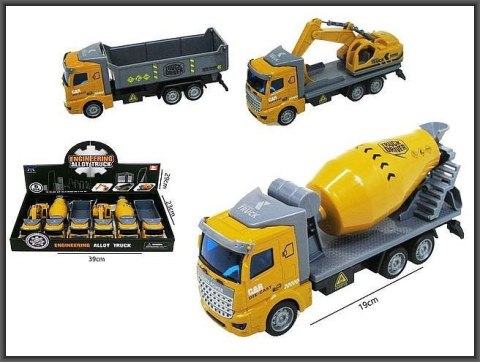 Samochód budowlany 19cm metalowy Hipo (HX212)