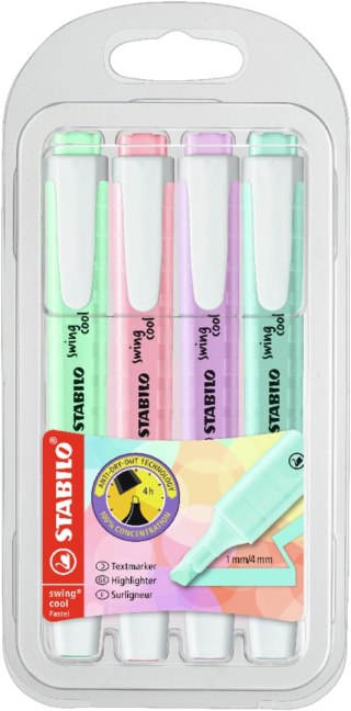 Zakreślacz Swing Cool Pastel edition wkład 4 kolory 1,0-4,0mm Stabilo (275/4-08-1)
