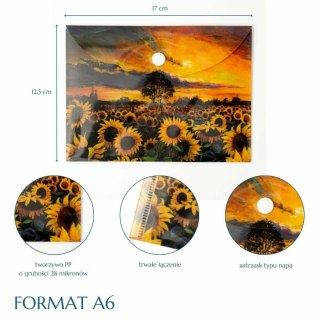 Teczka plastikowa na zatrzask Słoneczniki Vista A6 mix 28 mic. Narcissus