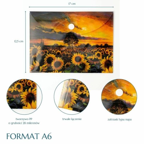 Teczka plastikowa na zatrzask Słoneczniki Vista A6 mix 28 mic. Narcissus