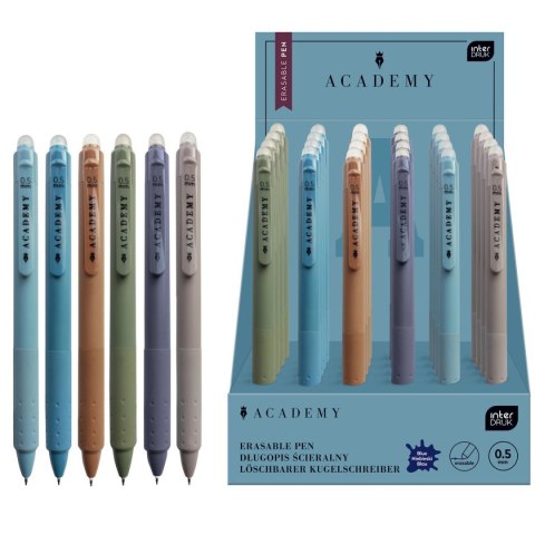 Długopis żelowy Academy z gripem wkład niebieski 0,5-1,0mm Interdruk (żelowy)