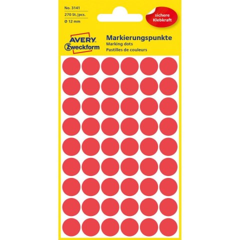 Etykieta do oznaczania kropki 12mm czerwona [mm:] 12 Zweckform (3141)