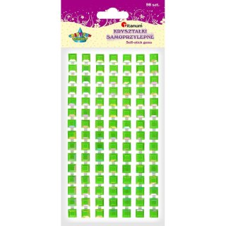 Kryształki Craft-Fun Series samoprzylepne na pasku kwadraty 8x8mm zielone Titanum (16078C)