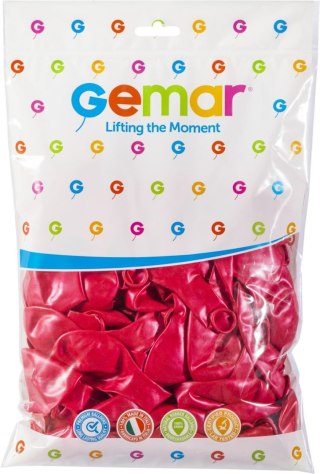 Balon gumowy metalizowany 100 szt czerwony 12cal (GM110/CZ/32)