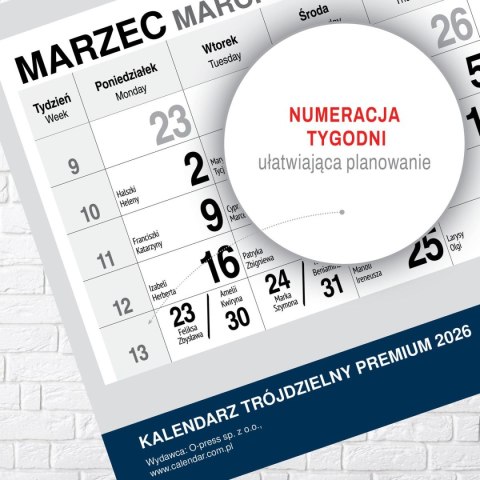 Kalendarz ścienny PREMIUM trójdzielny A4 Press (OGRÓD)
