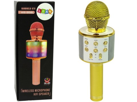 Mikrofon zabawkowy Bezprzewodowy USB Głośnik Nagrywanie Karaoke Model WS-858 Złoty Lean (10000)