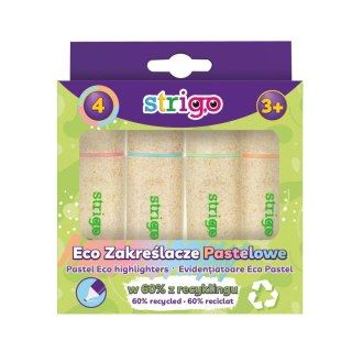 Zakreślacz PASTELOWE kpl 4 szt ekologiczna obudowa 5905658801182 wkład mix 1,0-5,0mm Strigo (SSC342)