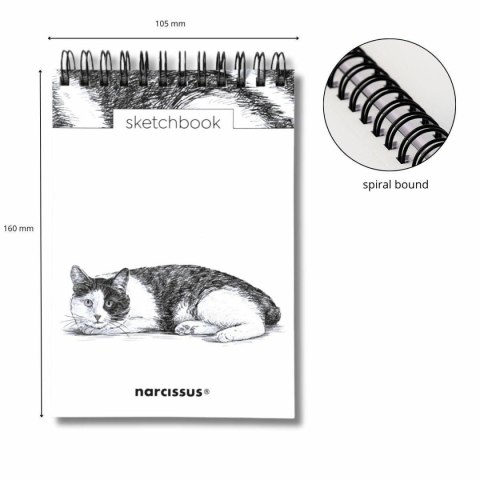 Blok artystyczny szkicownik kot A6 120g 60k Narcissus