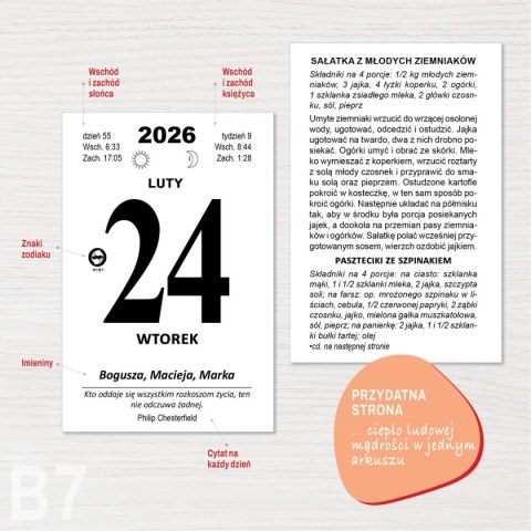 Kalendarz ścienny ZDZIERAK RODZINNYY B7 Press