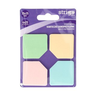 Notes samoprzylepny (karteczki) ścięty kwadrat 4kol mix 80k [mm:] 35x35 Strigo (SSN036)