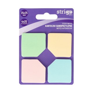 Notes samoprzylepny (karteczki) ścięty kwadrat 4kol mix 80k [mm:] 35x35 Strigo (SSN036)